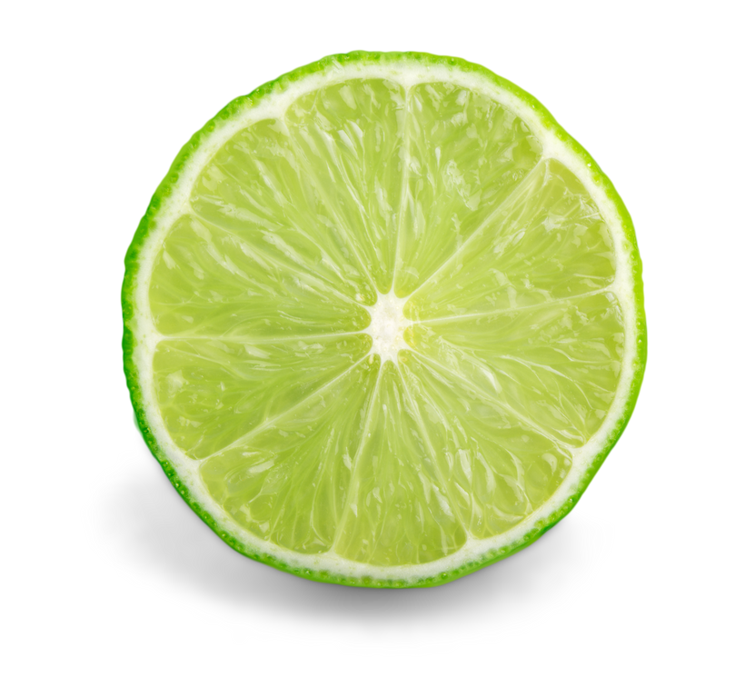 Citrus Lime Fruit Half Isolated on White Background Cutout